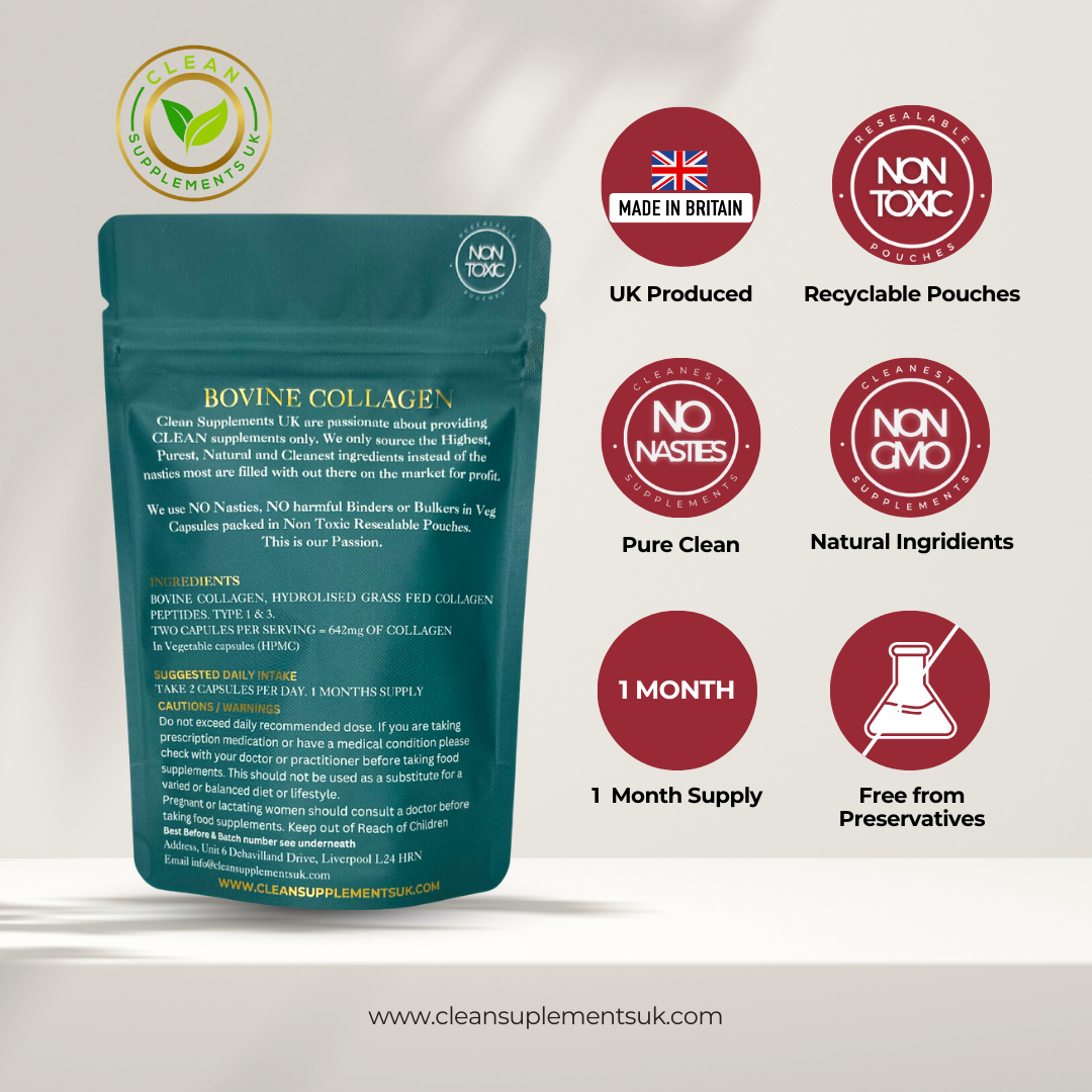 Bovine Collagen Hydrolysed Type 1 & 3 | Grass-Fed, Clean UK-Made Collagen for Skin, Hair, Joints & Bones