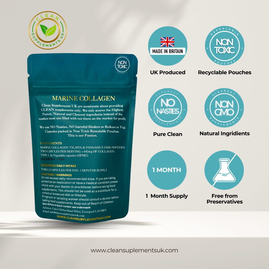 Marine Collagen Capsules Type 1 – Hydrolysed Peptides for Skin, Hair, Joints & Anti-Aging