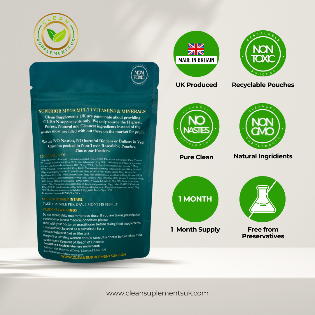 Mega Multi Vitamin & Mineral Complex – One-a-Day Clean Formula for Immunity, Energy & Wellness