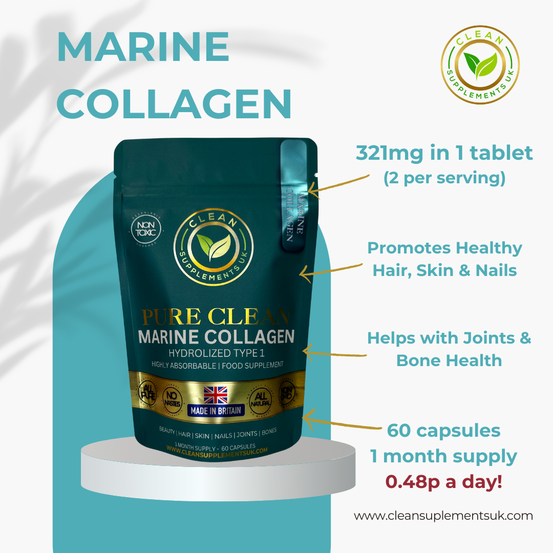 Marine Collagen Capsules Type 1 – Hydrolysed Peptides for Skin, Hair, Joints & Anti-Aging