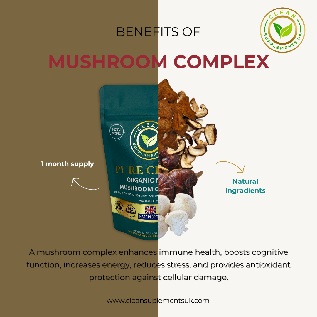 Organic Mega Mushroom Complex | Lion’s Mane, Reishi & Cordyceps | Clean UK-Made Adaptogenic Formula