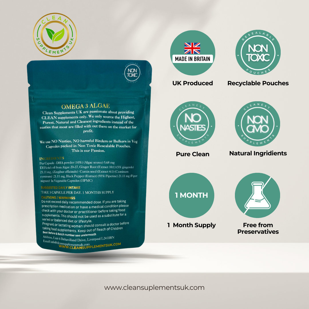 Omega-3 Algae DHA | Vegan EPA + DHA for Heart, Brain & Eye Health | Clean UK-Made Supplement