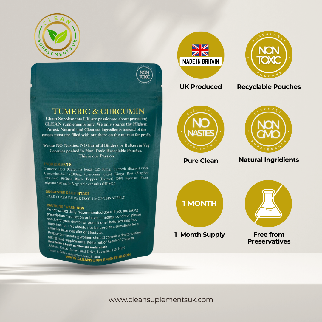 Turmeric & Curcumin 95 % Curcuminoids + Black Pepper & Ginger | Anti-Inflammatory Joint & Immune Support | Clean UK-Made Formula