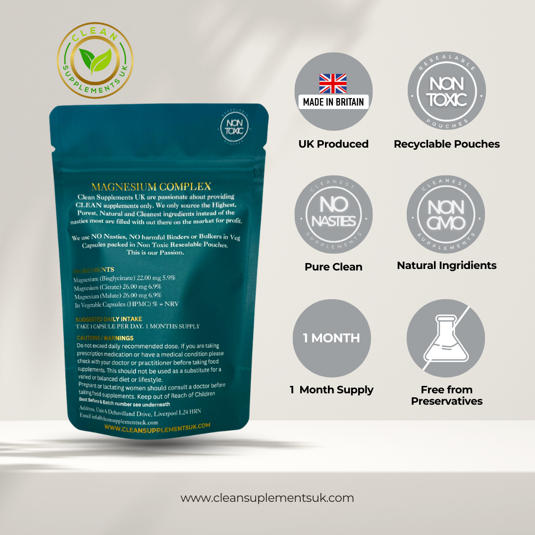 Triple Magnesium Complex | Relaxation, Muscle & Recovery Support | Clean UK-Made Capsules
