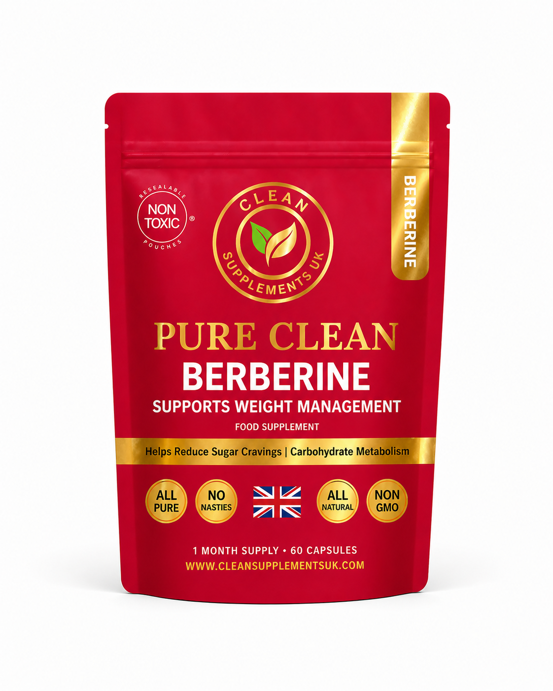 Berberine 500mg with Chromium UK Clean Supplements weight management capsules
