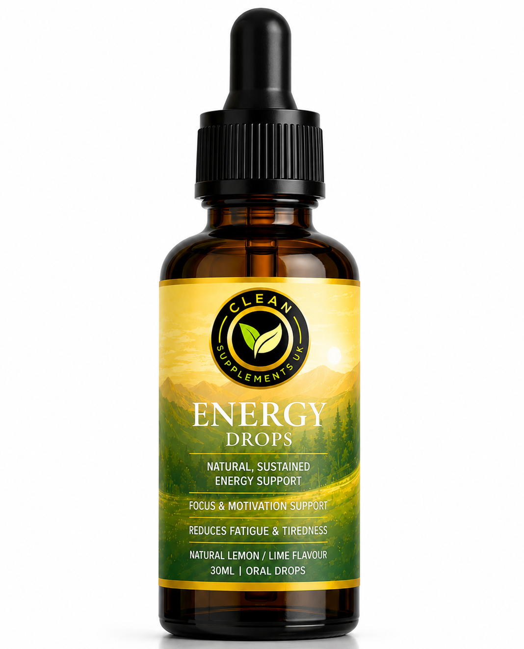 Fast-Acting Energy Drops by Clean Supplements UK for Daily Energy, Focus, Mental Clarity and Reduced Fatigue clean british supplements uk