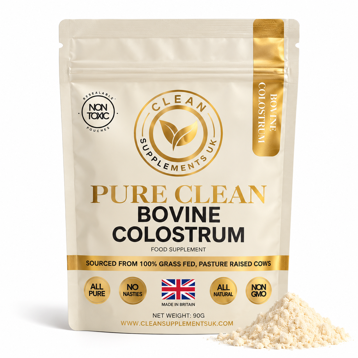 Bovine Colostrum Powder 3000mg 40% IgG | 100% Grass-Fed & Pasture-Raised | 90g 