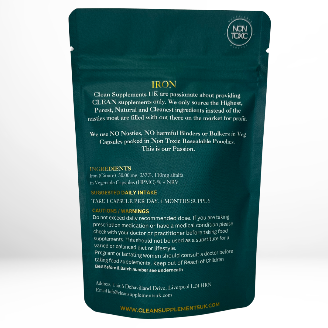 Iron (Citrate) | Clean UK Iron Supplement for Energy, Focus & Oxygen Support