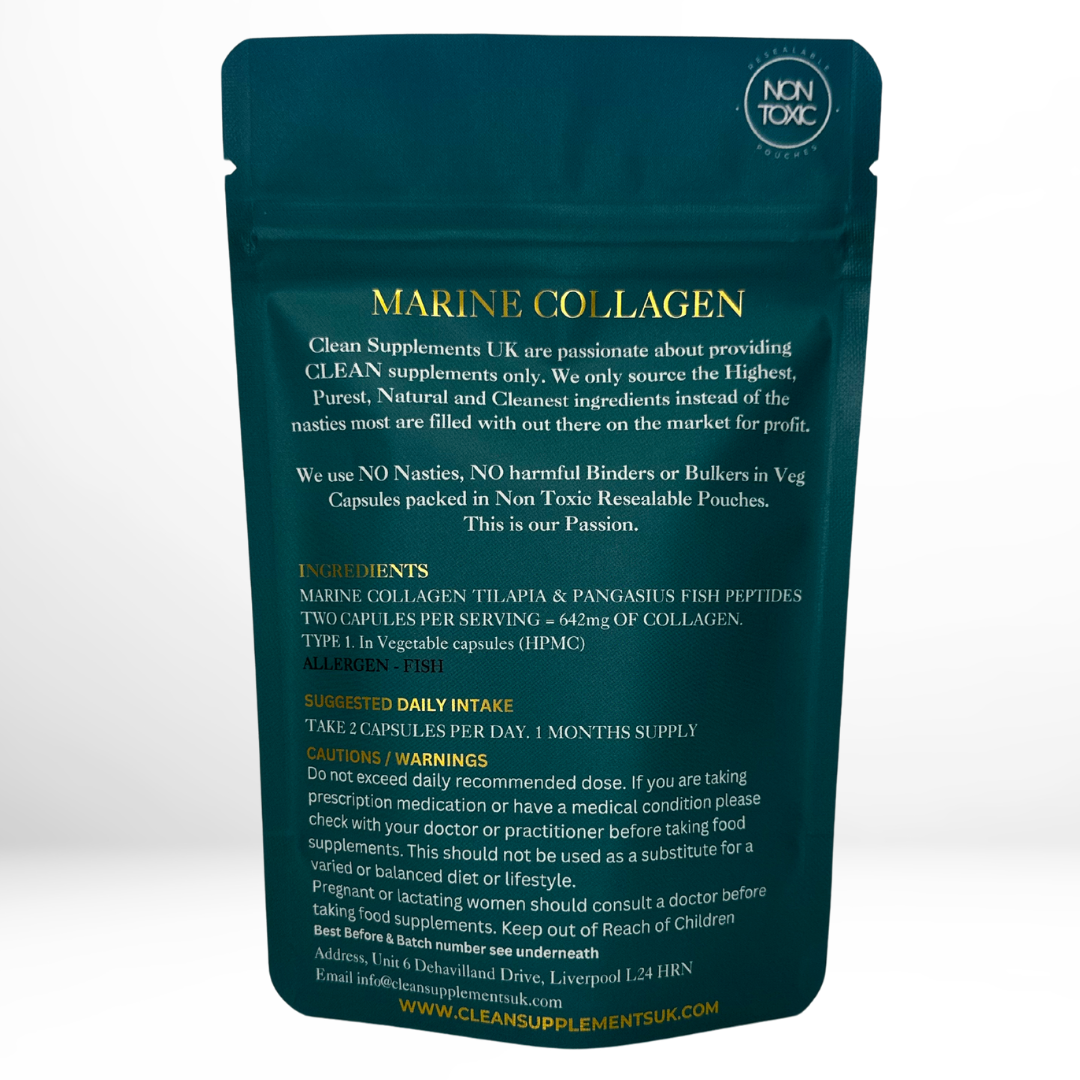 Marine Collagen Capsules Type 1 – Hydrolysed Peptides for Skin, Hair, Joints & Anti-Aging