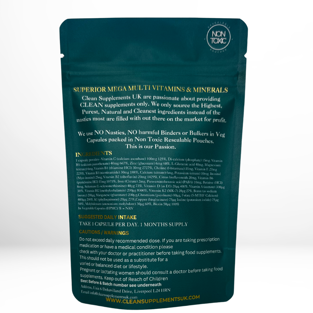 Mega Multi Vitamin & Mineral Complex – One-a-Day Clean Formula for Immunity, Energy & Wellness