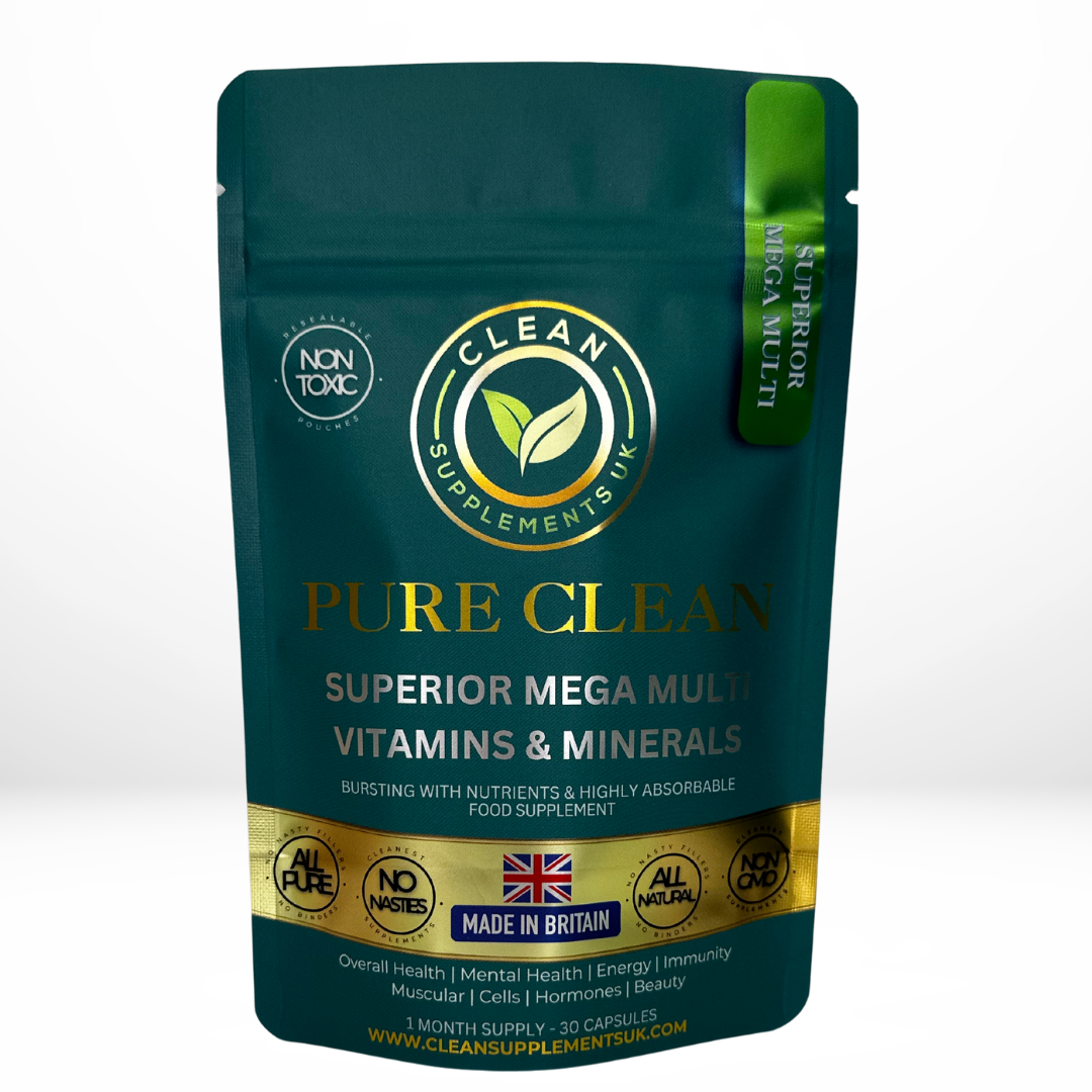 Mega Multivitamin in Eco Pouch – 30+ Vitamins & Minerals for Energy, Immunity & Focus – Clean Supplements UK