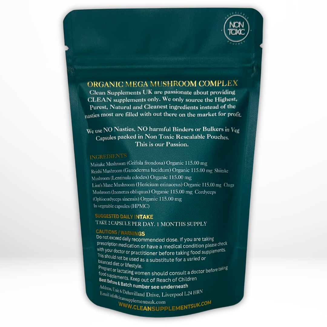 Organic Mega Mushroom Complex | Lion’s Mane, Reishi & Cordyceps | Clean UK-Made Adaptogenic Formula