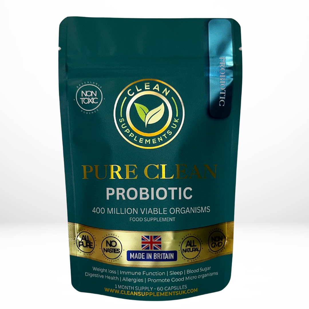 Clean Supplements UK Probiotic 400 Million CFU – Gut, Digestive & Immune Support, Clean UK-Made Vegan Capsules.