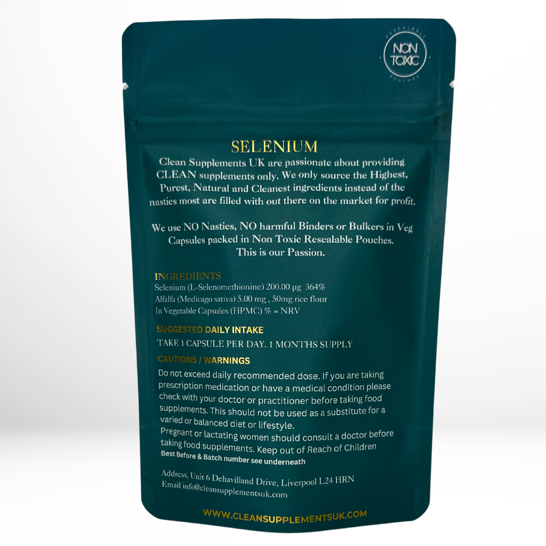 Selenium 200µg | Natural Amino Acid Antioxidant for Thyroid, Immunity & Fertility | Clean UK-Made